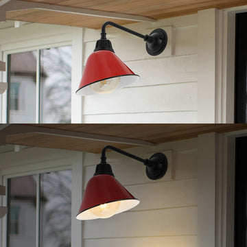 Croydon 9.63"  Farmhouse Industrial Indoor/Outdoor Iron LED Gooseneck Arm Outdoor Sconce